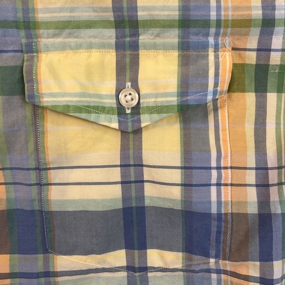 Ralph Lauren Beach Twill Plaid Shirt Short Sleeve Cotton Button Front Pocket XL - Picture 7 of 14